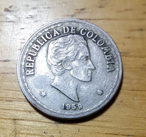 1959 Colombia 20 Centavos VF