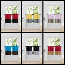 2PC STRAIGHT 2 TONE SEMI SHEER KITCHEN WINDOW CURTAIN PANELS 36" LONG ANY