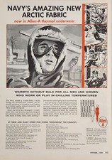 1955 Print Ad Allen-A Thermal Underwear Navy's Arctic Fiber Made in USA