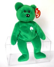 TY BEANIE BABY ERIN. INCLUDED IS A SHOW CASE FOR DISPLAYING.  4-PICTURES,