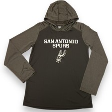 NBA SA Spurs Youth Sz LG Performance Hooded Long Sleeve Shirt Black Gray