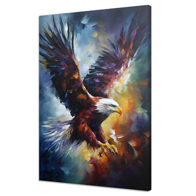 Bunter fliegender Adler Vogel Gemälde Stil modern gerahmter Leinwanddruck Wandbild