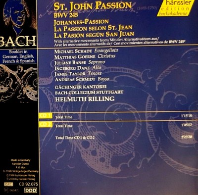 Johann Sebastian Bach : Bach: St. John Passion, BWV245 (2 cd set