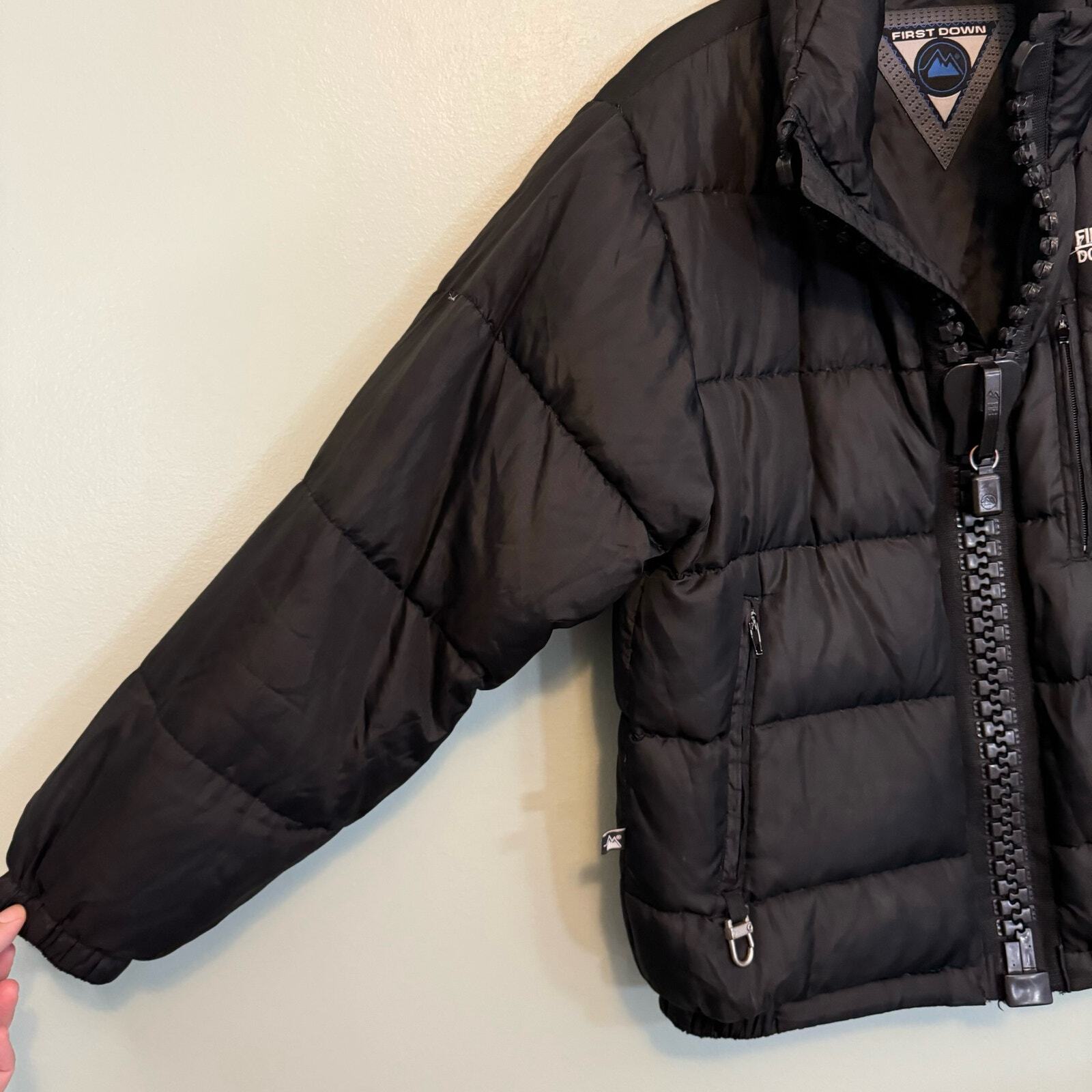First Down Puffer Jacket Mens Medium Black Full Z… - image 4