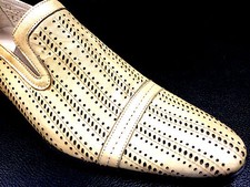 ITALIAN DESIGNER SLIPPERS HANDMADE HANDMADE HOLE DESIGN BEIGE SPORT 39