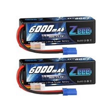 Zeee 11.1V 80C 3S 6000mAh Lipo Battery Hard Case Battery with EC5 Connector f...