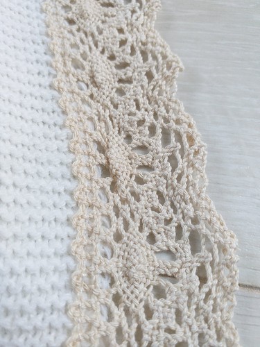 Romany Spanish Baby Shawl Baby Blanket Cream with Beige Lace and Cream bow - Picture 3 of 11