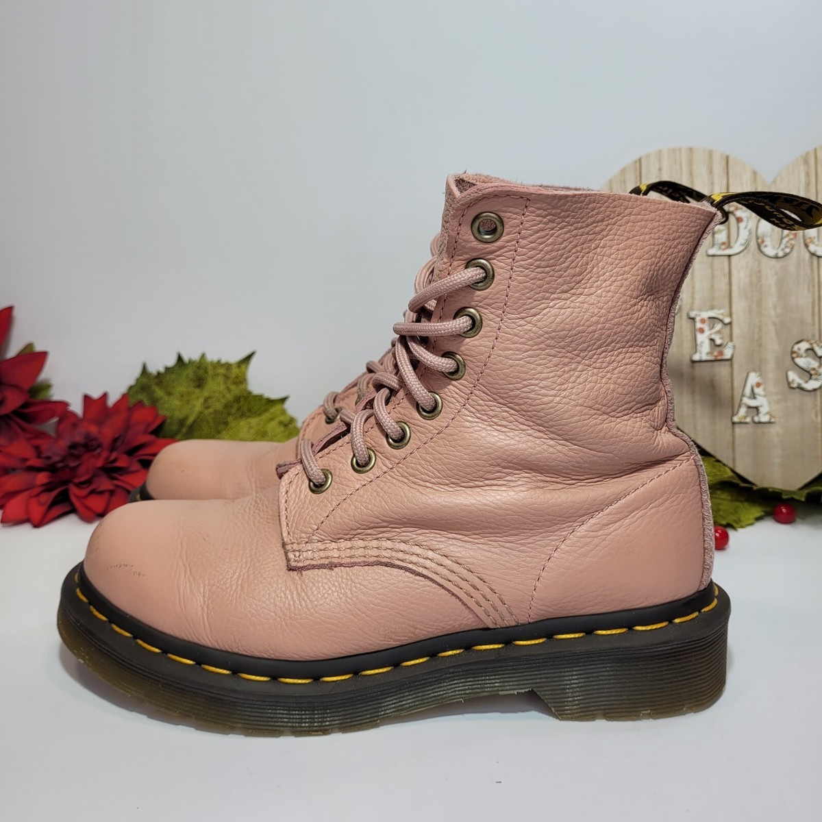 Dr Martens 1460 Pascal Peach Beige Boots Size UK