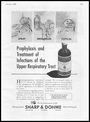 1939 Sharp & Dohme Hexylresorcinol ST37 For Upper Respiratory Infection Print Ad