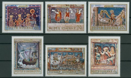 Rumänien 1969 Fresken der Moldauklöster,Moldovita,Voronet,Sucevita Mi.2814-19 - 第 2/3 張圖片