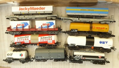 Roco N Fleischmann Lot N 9X Pocket Cars HUPAC Tank Cars DB + International