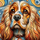 Cocker Spaniel 16 X 16 One-of-a-Kind ( Ooak) Original Image , Canvas Wrap Coa