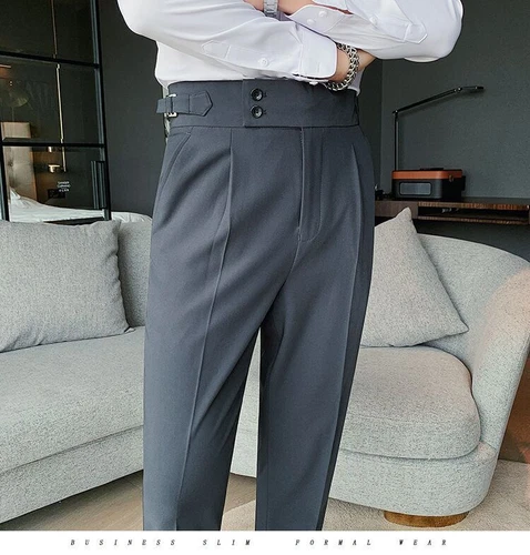Fashion Trousers Men's Business High Waist Straight Pants Business Casual Formal - Bild 9 von 21