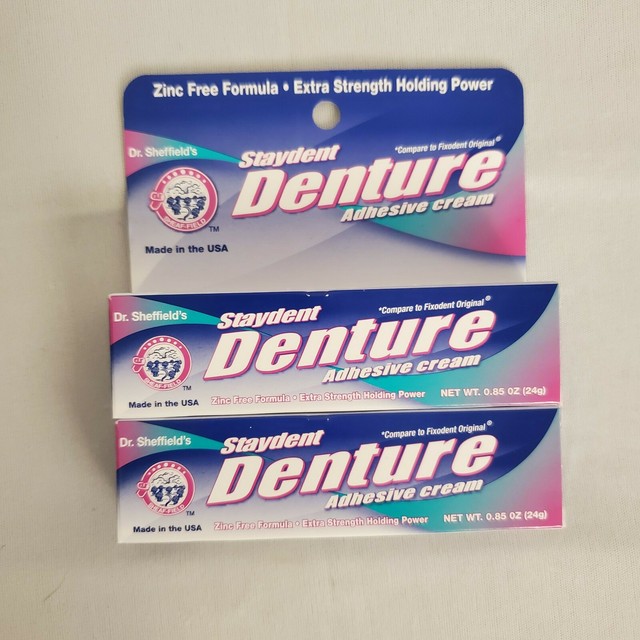 DR SHEFFIELDS Staydent DENTURE Adhesive Cream extra strength Glue 0.85