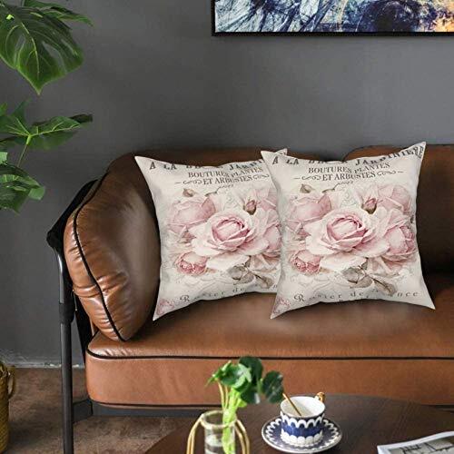 Vazzio French Shabby Chic Throw Pillow Covers Set of 2Vintage Floral