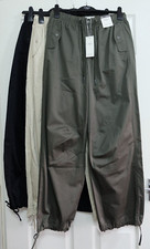 Ex M&S ELASTICATED Waist PARACHUTE Leg COTTON RICH Utility Trousers _Various