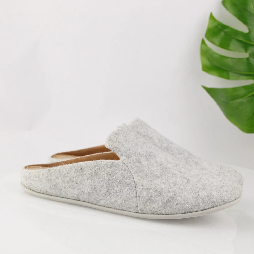Fitflop Womens Chrissie Mule Slipper Size 10 Light Gray Felt Slip On Casual Shoe - Image 3 of 4