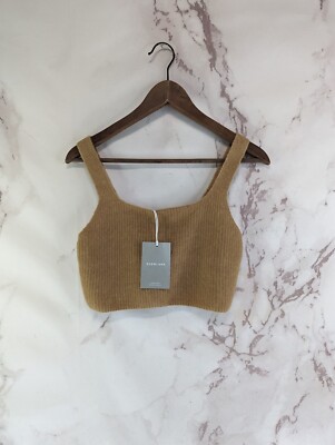 Everlane Wool Bra Women Large 12 Camel Tank Cozy Stretch Cami Sweater Crop Yak 