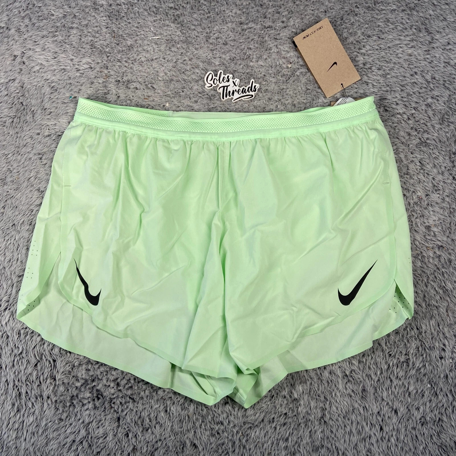 Nike Aeroswift ADV 4" Brief-Lined Running Shorts Size Large Men Vapor Green