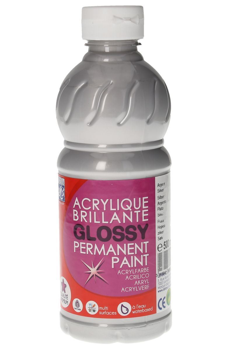 TEMPERA ACRILICA GLOSSY 500 ML ARGENTO LEFRANC & BOURGEOIS