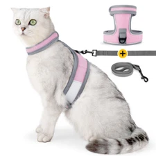 Fashion Cat Escape Proof Adjustable Kitten Vest Reflective Harness & Leash Set