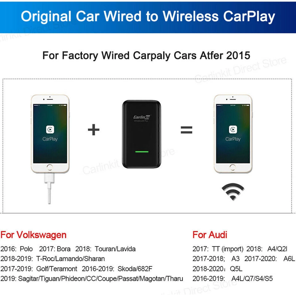 Wireless Carlinkit V2.0 Bluetooth USB Activator For Car With OEM Wired CarPlay - Image 2 of 4