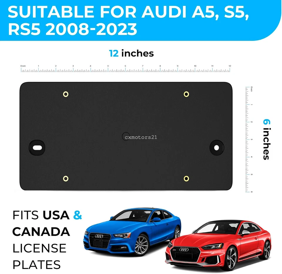 Rear License Plate Bracket Tag Holder for 2013-2023 AUDI A4 S4 RS4 A5 S5 Q5 RS5 Foto 3 de 4