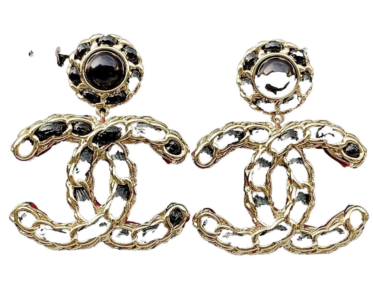 Pendientes de Moda Perla Negra CHANEL