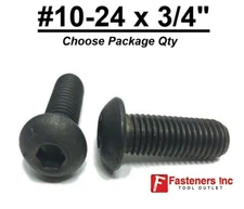 10-24 x 3/4" Button Socket Head Cap Screws Allen Hex Black Oxide Alloy Steel