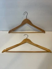 10PK Wooden Hangers for Clothes Wood Durable & Slim Coat Hanger Natural Brown