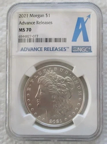 2021  MORGAN P SILVER DOLLAR NGC MS-70 ADVANCED RELEASE Low  Population Of 1,869