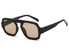 Fashion Woman Men's Square Sunglasses Black Champagne Lens UV400 Resin PC Frame
