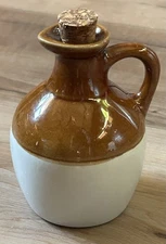 Cruet with Cork Stopper Vintage Pottery Jug Pitcher Primitive Farmhouse Decor