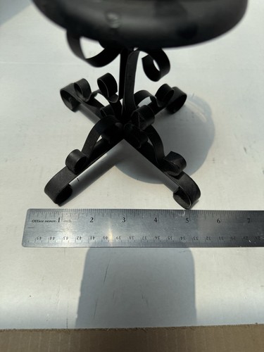 VTG Colonial Scroll Wrought Iron, Glass Hurricane Chimney Candle Holder & Handle - Picture 3 of 5