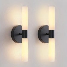 Wall Sconces Set of Matte Black Bathroom Wall Sconce Light Set of 2 Modern Wa...