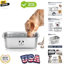 Durable 4.2 Gallon Stainless Steel Bowl for Multiple Dogs - Non-Slip Design