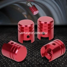 4 X ALUMINUM PISTON TIRE/RIM VALVE/WHEEL AIR PORT DUST COVER STEM CAP/CAPS RED
