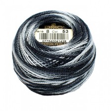 DMC Pearl / Perle Cotton Thread Balls Size 8 VARIEGATED STEEL GREY 53