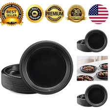 100 Pack 9 Inch Black Plastic Dinner Plates Disposable Party Wedding Plates