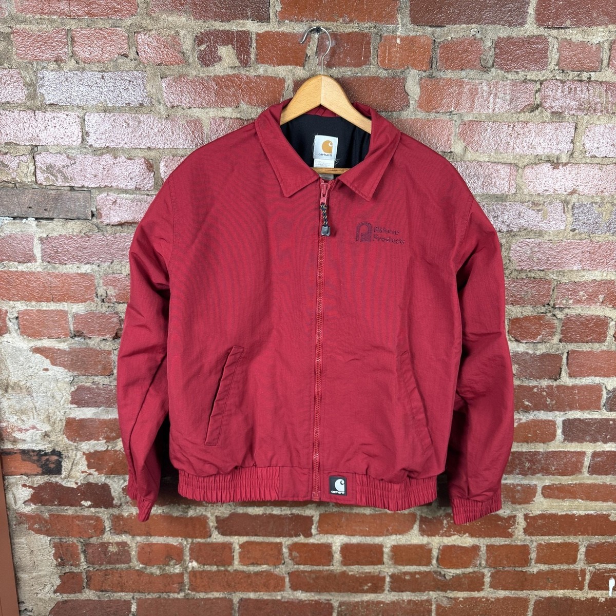 Vintage Carhartt Jacket Mens Large Red Nylon Bomber Athens