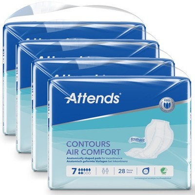ATTENDS Contours AIR Comfort 7 - atmungsaktive Inkontinenzvorlagen - 4x28 Stück
