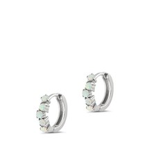 Sterling Silver Unique White Synthetic Opal High Polished Hoop Earrings 925 New