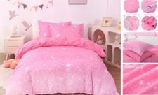 Kids Duvet Cover Set Size, 2 Piece Girls Space Theme Twin Pink Stars