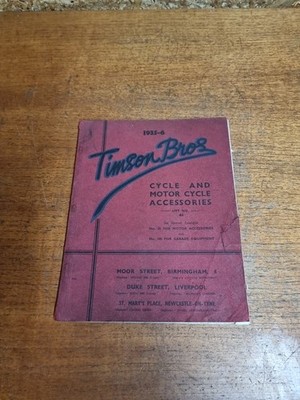 Timson Bros 1935 Fahrrad und Motorrad Zubehör Buch Katalog Ephemera