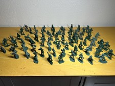 Lot of 74 Vintage Plastic Army Men Soldiers Mixed Year Brand Teal Beige Green