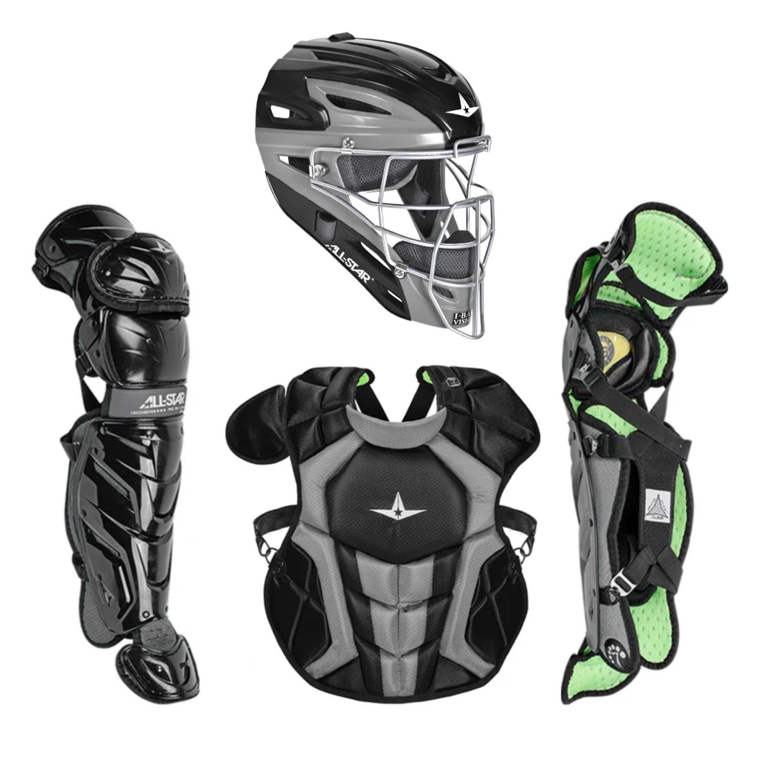 All Star Youth System 7 Baseball Catchers Kit Ages 12-16 15.5in Black Gray New