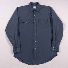 Vtg H Bar C Western Shirt Mens 15.5 - 34 Black Pearl Snap Long Sleeve Yoke USA