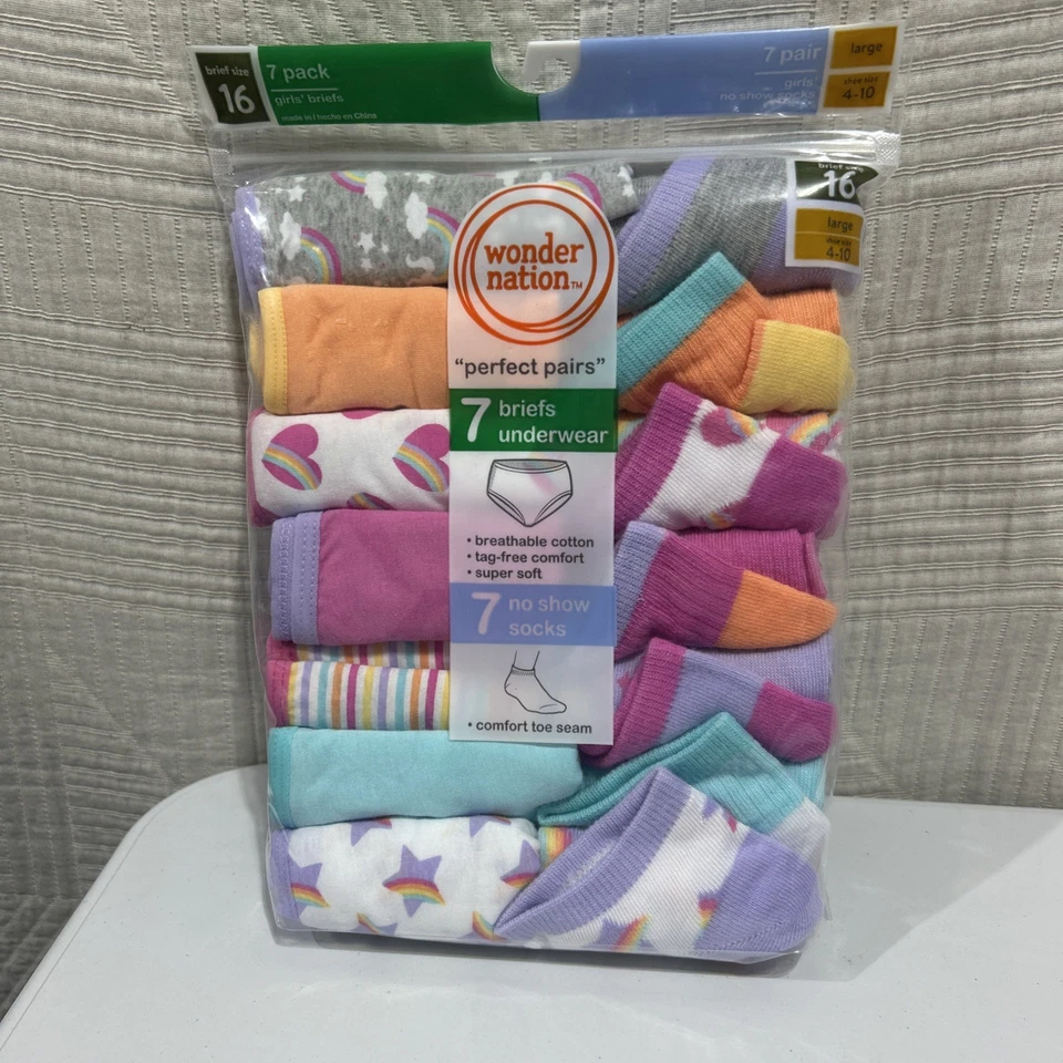 Calzoncillos y calcetines Wonder Nation para niñas nuevos talla 16 ropa interior y calcetín 4-10 Foto 2 de 4