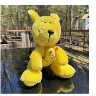 Vintage 1983 Trudy Yellow Kangaroo Plush Stuffed Animal w/ Baby Joey Korea