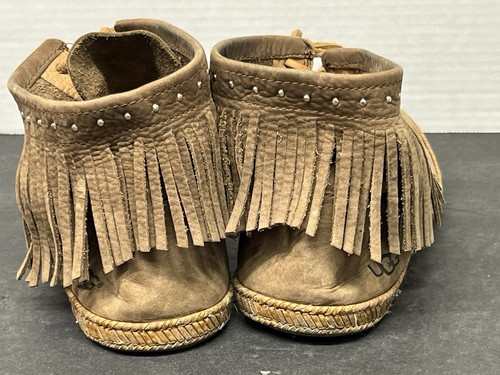 UGG GRÖSSE 8,5 ALEXIA BRAUN NUBUKLEDER FRANSEN NIETEN MOKASSIN STIEFELETTEN - Bild 4 von 10
